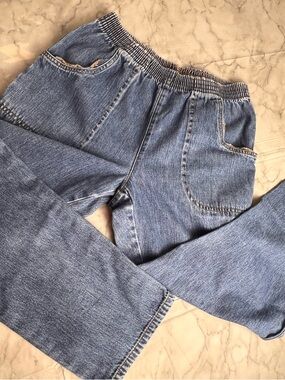 100% Cotton Petite Denim Jeans Pull On PS Petite Small Medium Blue Large Pocket